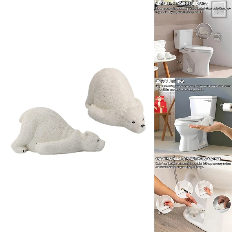 

Toilet Bolt Caps Resin Cute Bear Bolts Covers Hide Your Toilet Bolts Decor Decorative & Durable Fit For Bathroom 1PCS
