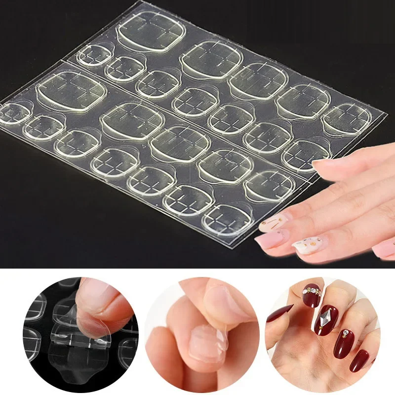 50 Sheet Clear Double Side Art Nail Glue Waterproof Breathable Glue Sticky Fake Nail Adhesive Tape Fake Nail Tips Manicure Tools