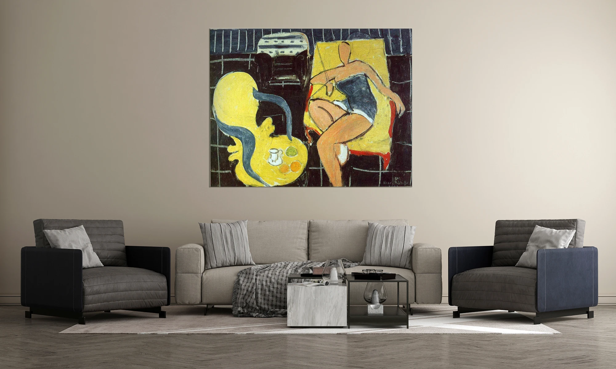 Hand‑Painted Oil Painting Reproduction of Landscape With Olive Trees by Henri Matisse, Fauvism Canvas Wall Art for Living Room