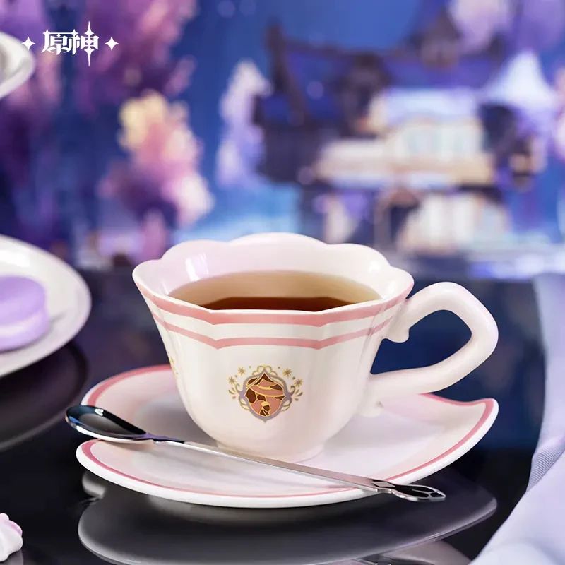 Official Nicole Reeyn Tea Cup Genshin Impact Plate Set Cup Accessories Coffee Cup Cup Doll Keychain  Anime Game Toy Gifts Cospla
