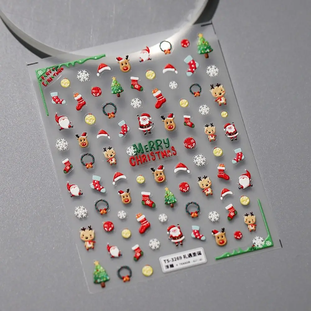 Noworoczne Naklejki na Paznokcie Świąteczne Bałwanki Śnieżynki Święty Mikołaj Ozdoby do Paznokci Naklejki Samoprzylepne z Jeleniami Manicure dla Manikiurzystki