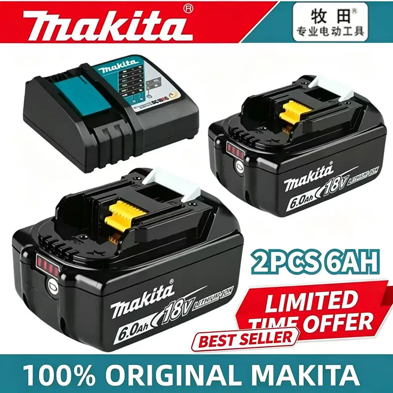 Original Makita 18V DDF487 BL1860 BL1850B BL1850 BL1840 BL1830 Screwdriver Battery Charger 18v Replacement Power Tool Batteries