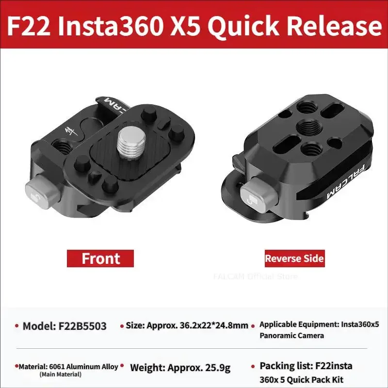 Falcam F22 Quick Release Kit for Insta360 X5 Camera Quick Detachable Board Motorcycle Riding Skiing Wing Mounted Flight Shooting view 6