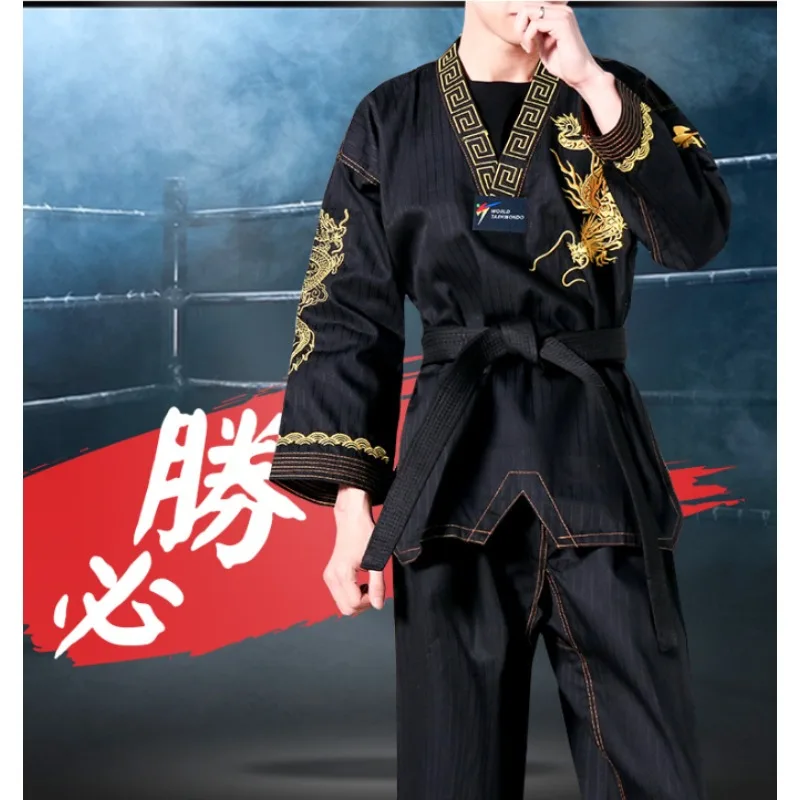 Taekwondo Uniform For Adult And Kids Men Women Dobok Dragon Tiger Embroidered Kungfu Coach Suit Gymnasium Training Suit