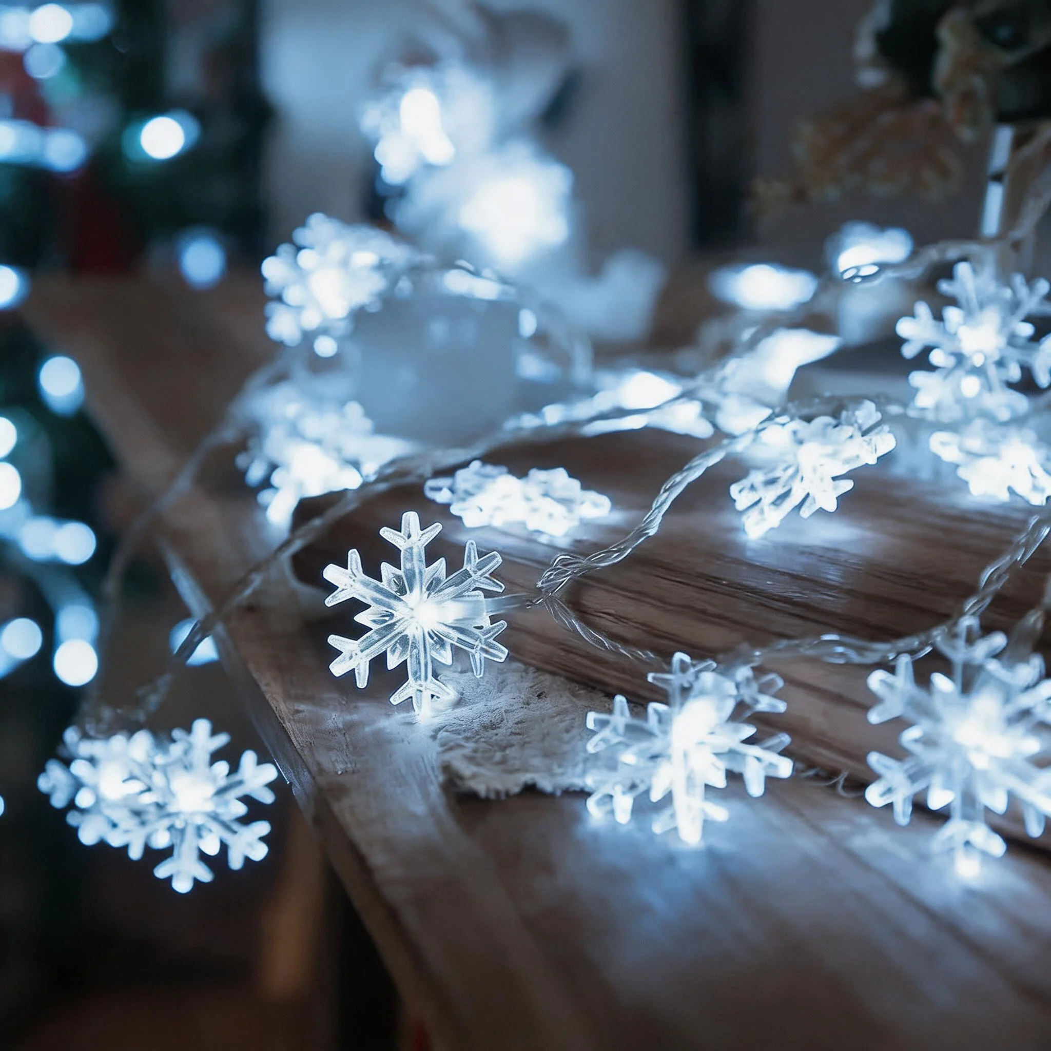 LED Snow String Lights Battery USB Powered Christmas Garland for Wedding Party Home Decor