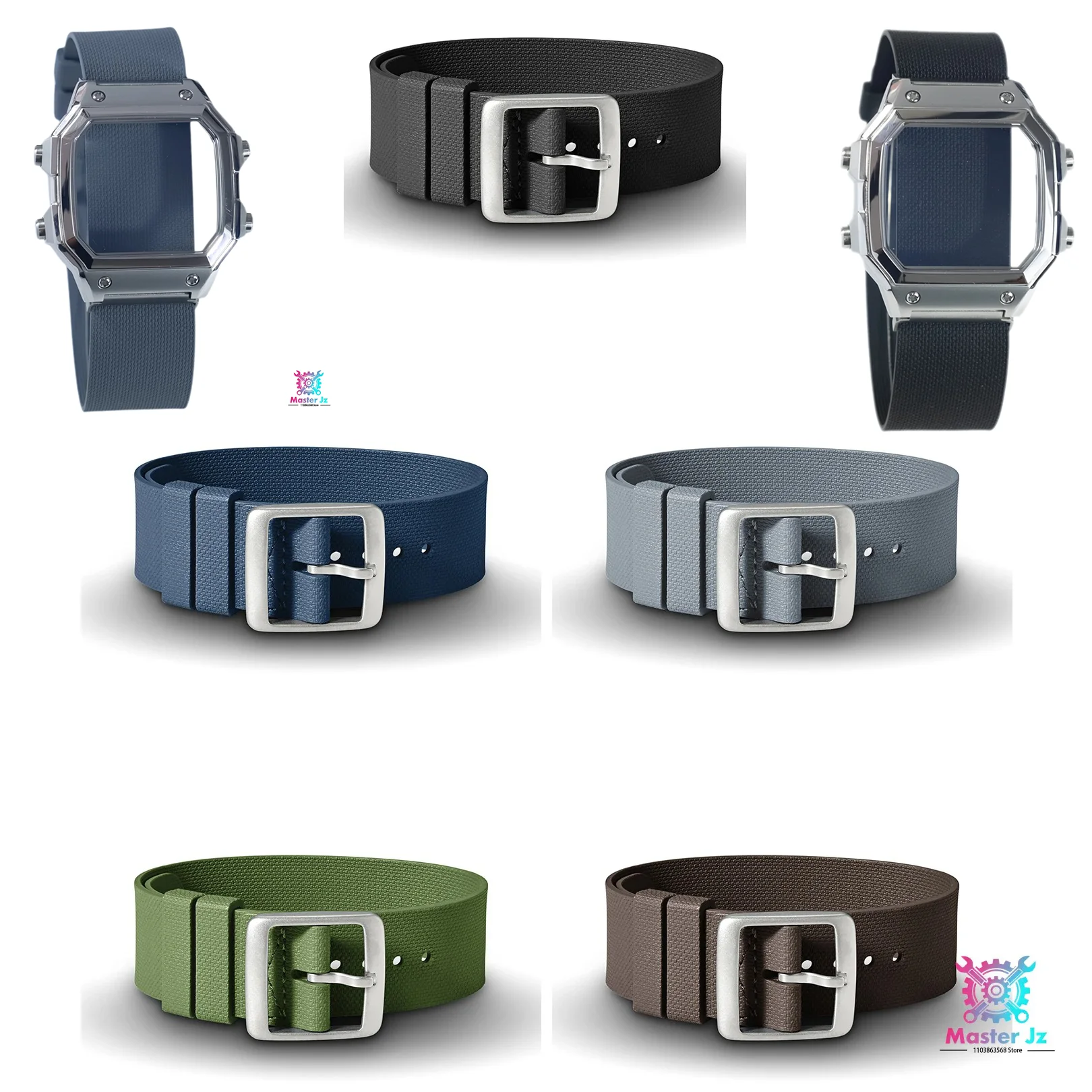 Kompatibel mit Casio AE1200 FKM Fluorkautschuk-Uhrenarmband, 22-mm-Adapter, robustes Militärarmband, Uhrengehäuse, NATO-Armband