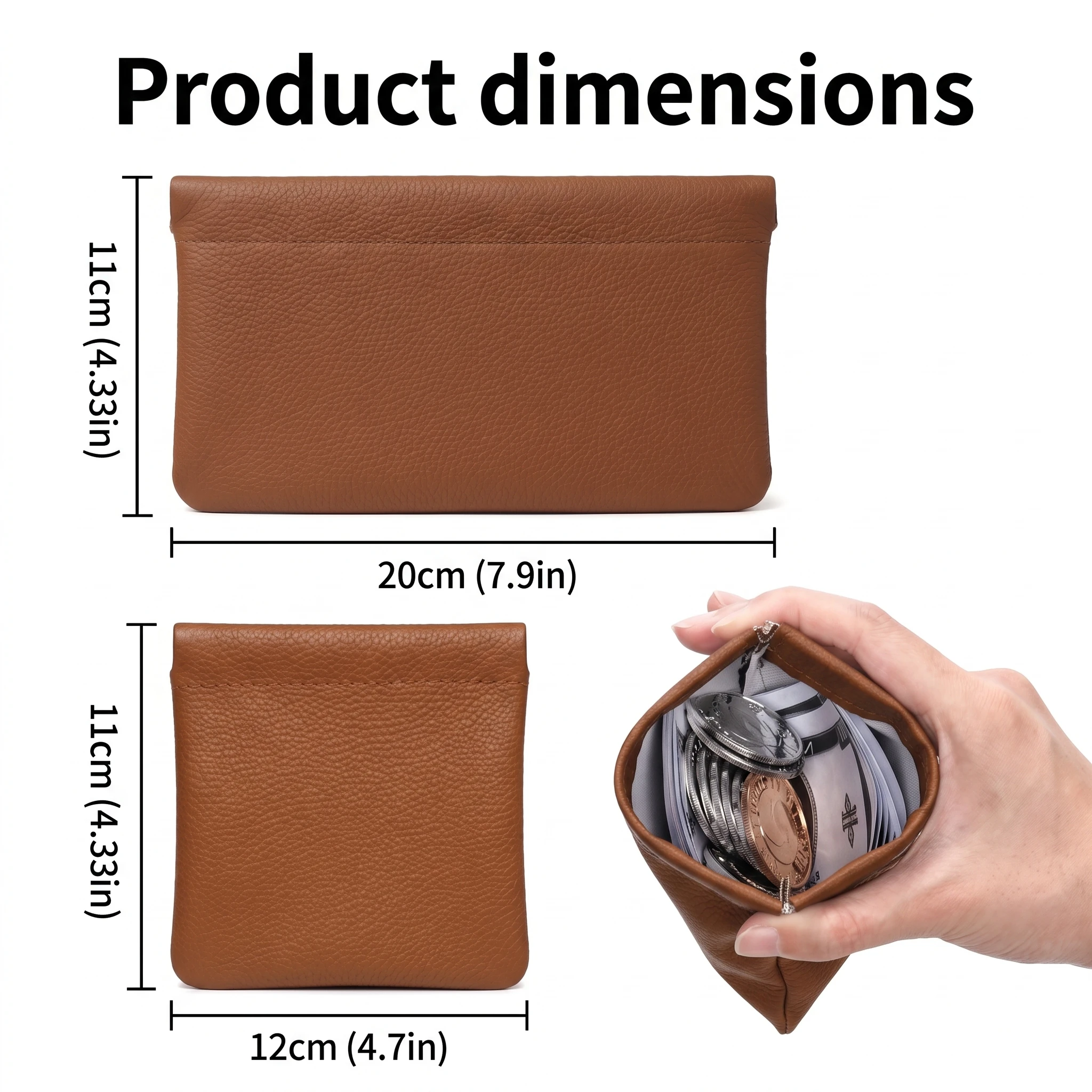Self-Closing Travel PU Leather Mini Purse No Zipper Multifunctional Storage Pouch For Key Earbud Card Men Women Purse Organizer