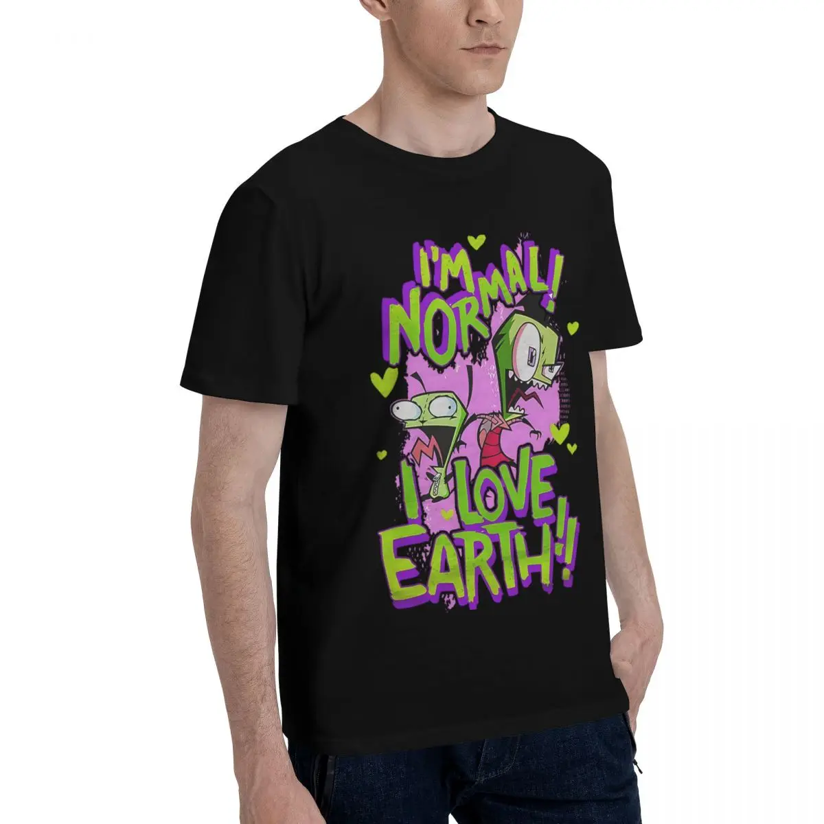 Invader Zim & GIR I'm Normal I Love Earth Cotton Casual Breathable Soft All-Season Confortable Totoro New Gifts And T-Shirts