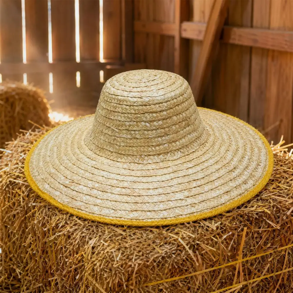Outdoor Work Hat Sun Protection Wide Brim Straw Hat Lightweight Breathable Natural Hat with Adjustable Strap Outdoor Work Farm