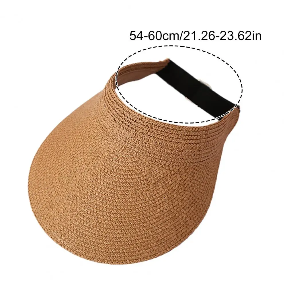 

Summer Weave Sun Visor Adjustable Hat Wide Brim UV Protection Breathable Foldable Outdoor Beach Cycling Fishing Hollow Top Hat