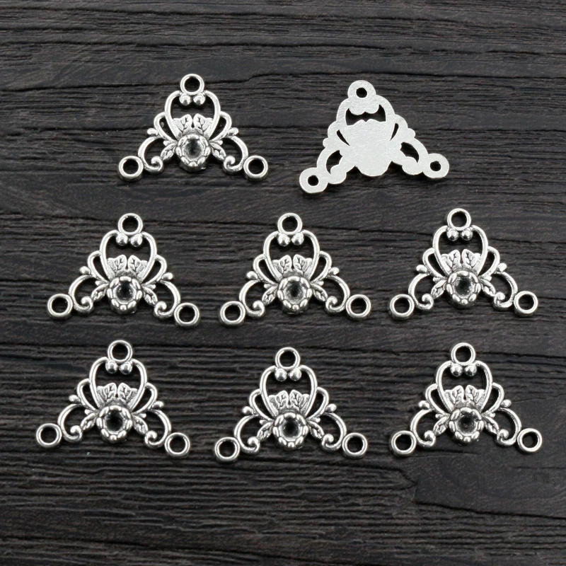 40pcs 14x19mm Antique Silver Plated Bronze Flower Style Connector Charm Pendant DIY Jewelry Supplies for Bracelet Necklace