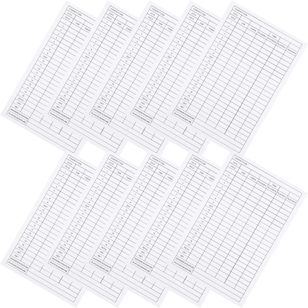 10 Pcs Golf Scorecard Notebook Paper for Outdoor Record Use Tool Number Tools Coated Pad