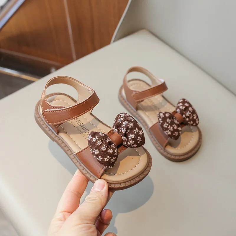 2024 New Children's Sandals Fashion Bowknot Girls Princess Causal Flat Sandals Sweet Kids Korean Style Kids School Beach Shoes