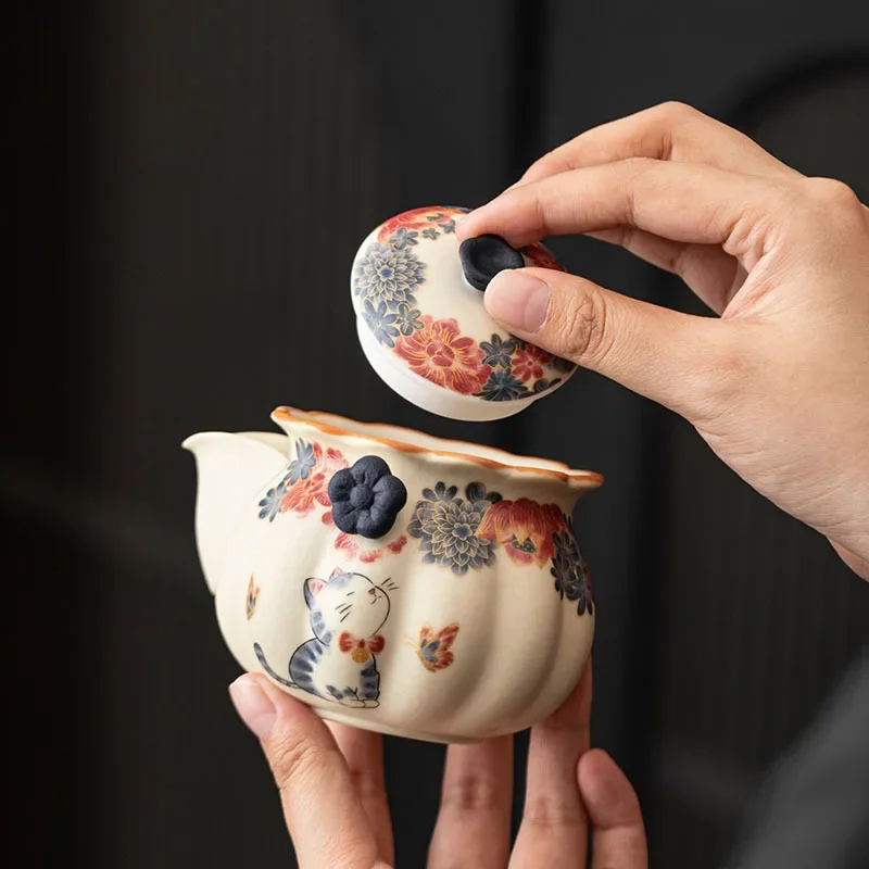Rock Mine White Kitten Smell Fragrant Flower Xi Hand Grab Pot Ceramic Teapot Household Tea Making Filter Teapot Kung Fu Tea Set