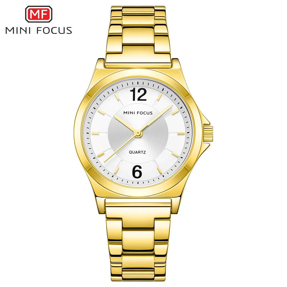 MINI FOCUS 0308 Women Quartz Watch Round Fashion Elegant Simple Rose Gold Luxury Stainless Steel Strap Ladies Wrist Watch Gift