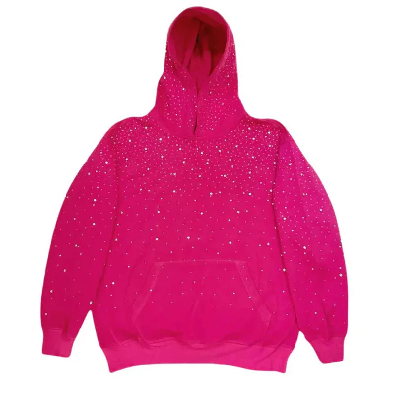 2025年 フード付きスポーツプルオーバー、ホットスタンピングダイヤモンドカップルスタイルストリートウェア、INS
