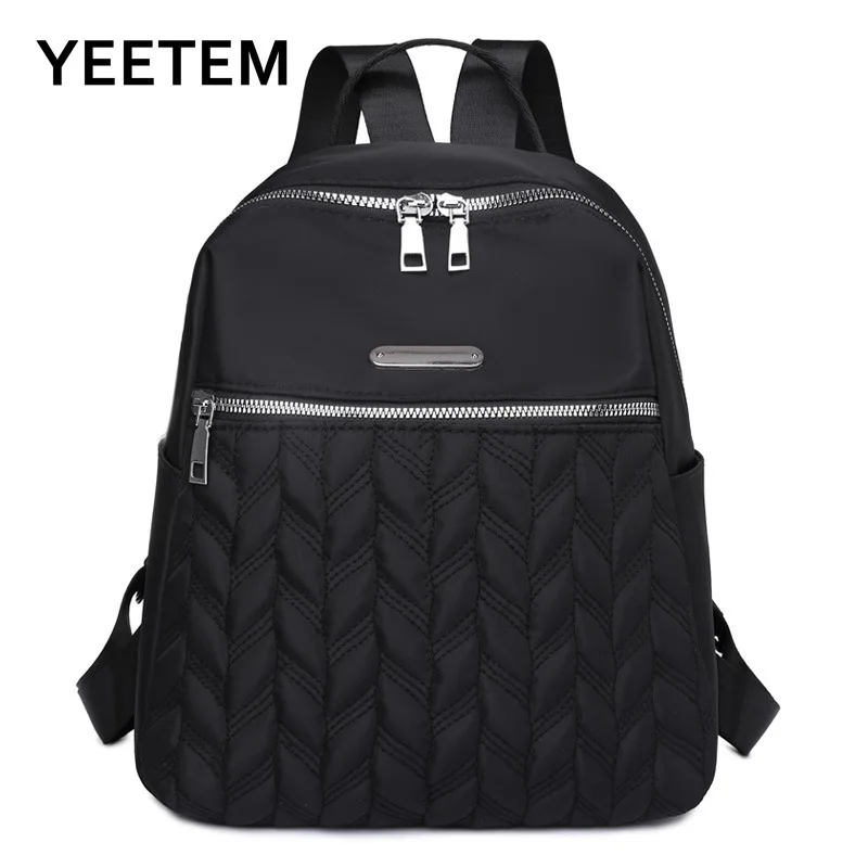 

Black Backpack Oxford Cloth Back Pack Women's Fashion Diamond Embroidery Women's Casual Simple Bag