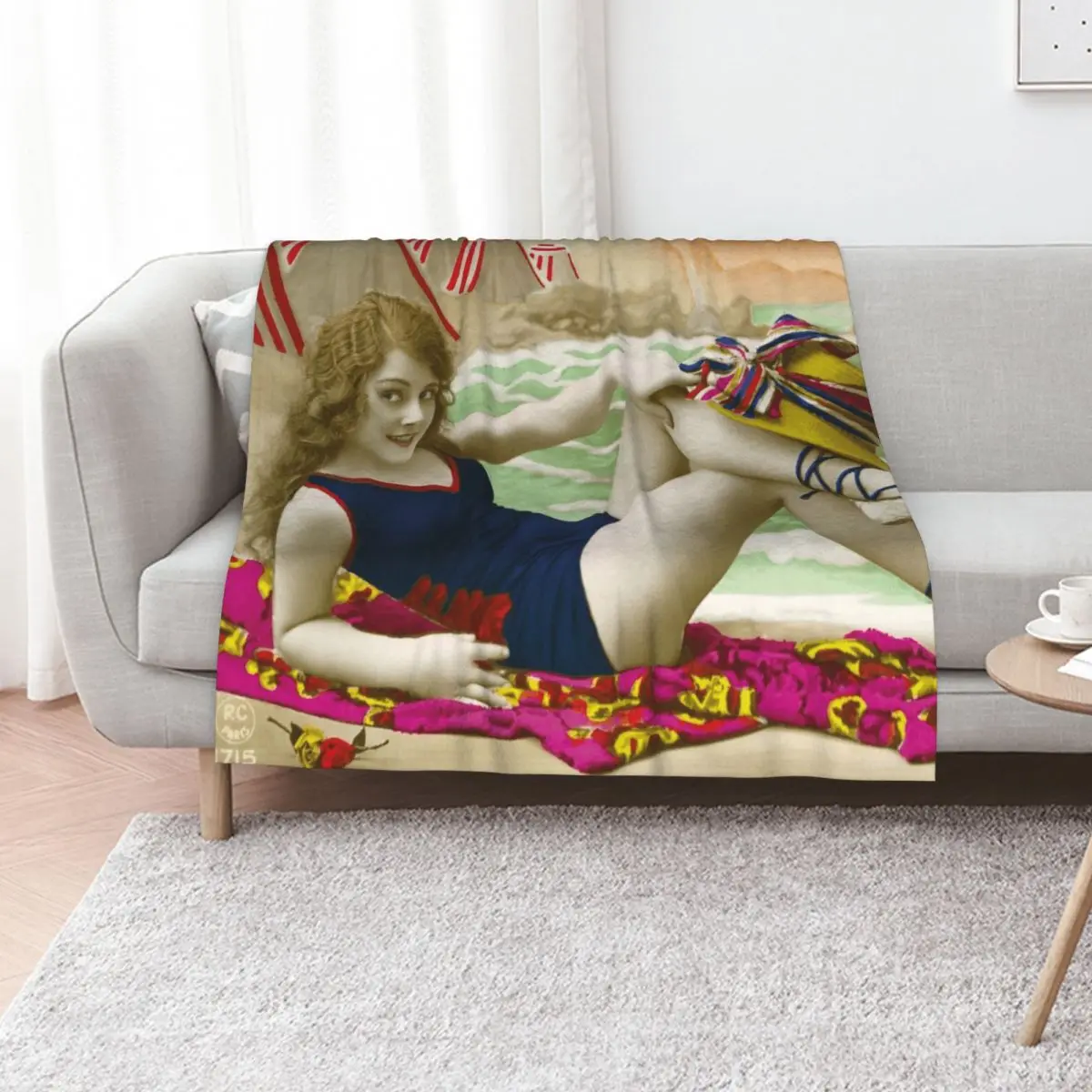 Attractive woman from the 20s on the beach Throw Blanket Thin For Sofa Thin Thermal Softest Hairys Winter beds Blankets