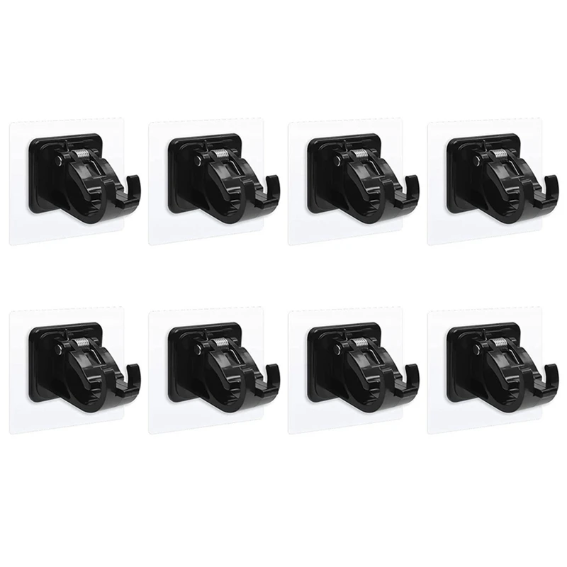 8PCS No Drill Curtain Rod Brackets Hooks Stick Transparent Hook Holders For Home Bathroom And Hotel Use