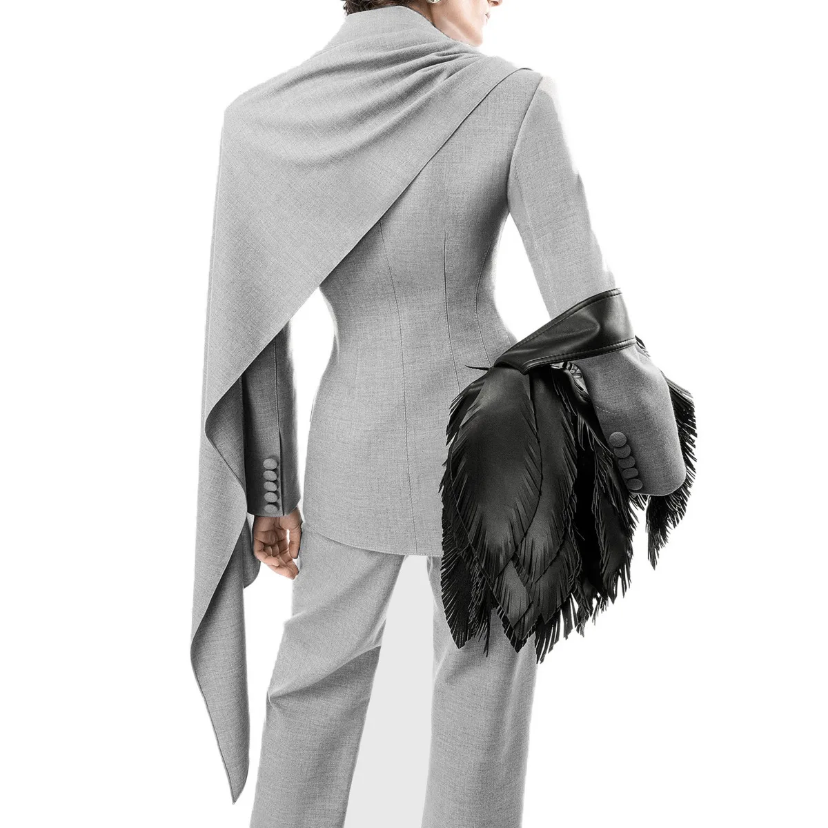 KWTX 2025 レディース 高級ブレザー スカーフカラー プリーツウエスト ヴィンテージ 無地 デザイナー エレガント シック 秋冬コート