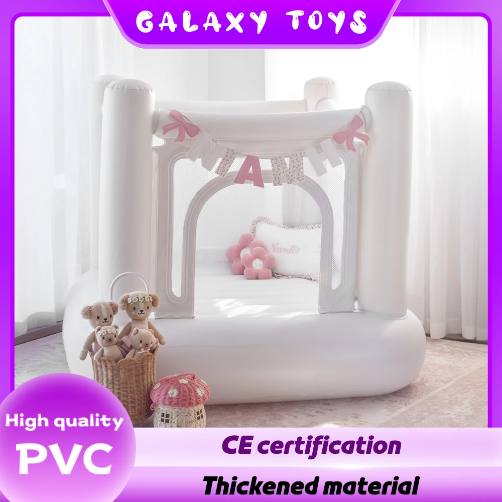 Надувной мини-замок Bounce House для детей 1-6 лет, безопасный бесшумный мини-батут в виде белого городка