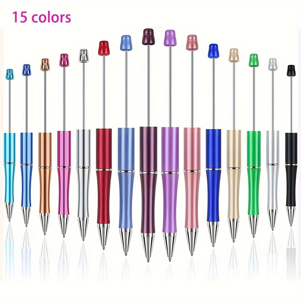 10Pcs Beaded Gel Pen Ballpoint DIY Pens Manufacturers Beaded Plastic Beadable Pens for Writing School Office Supplies