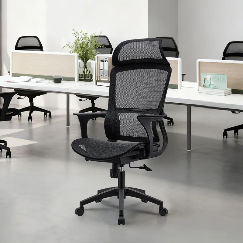 High Back Mesh Office Chair with Adjustable Armrests Lumbar Cushion Swivel Ergonomic Chair for Conference Room  Sitting Comfort