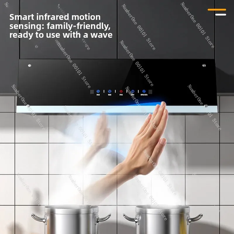 Strong Suction Auto Clean Range Hood, 800Pa High Wind Pressure Kitchen Ventilation, Top Absorb Home Use