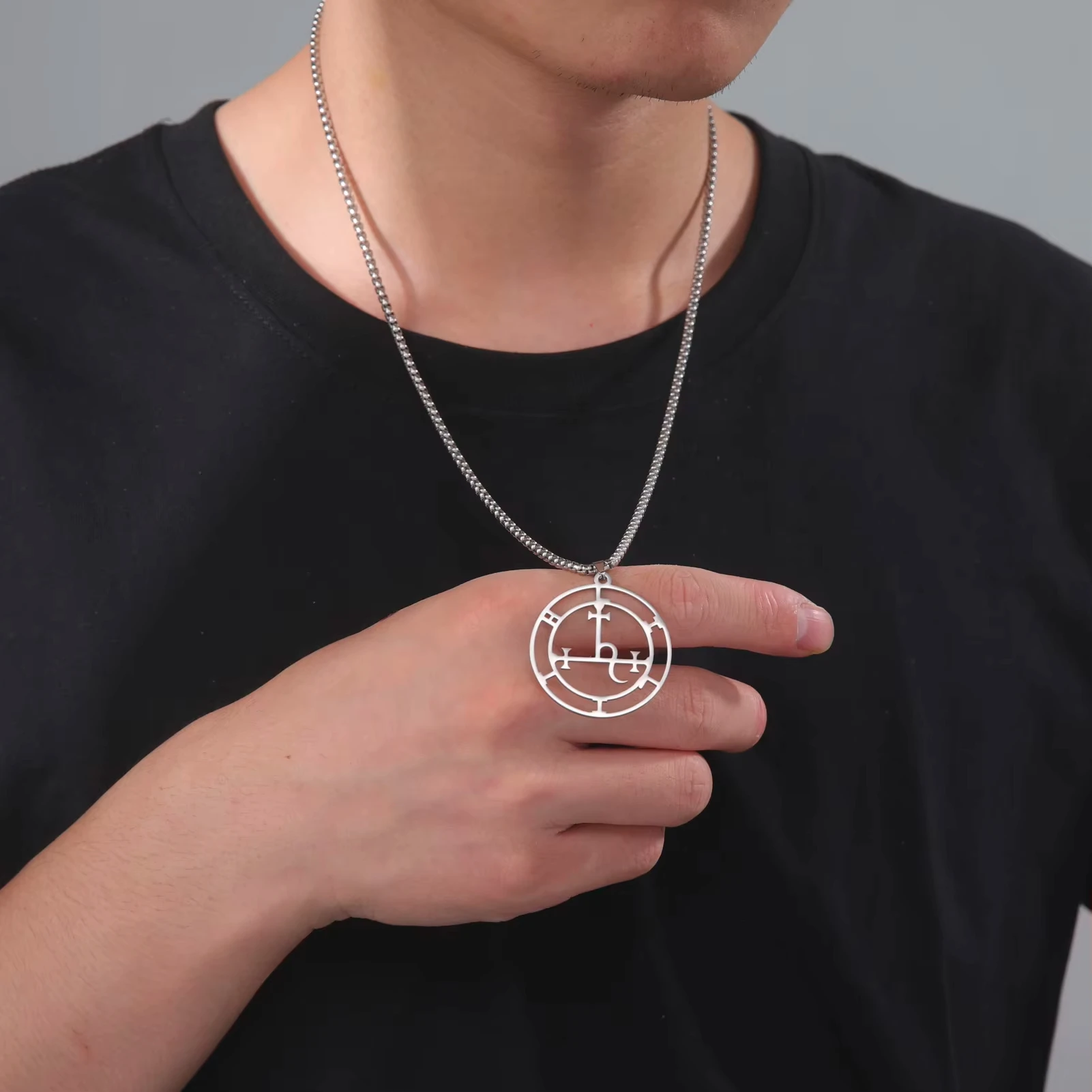 Unisex Solomon Seal Charm Necklace Magic Circle Sigil Pendant Punk Occult Amulet Daily Wear Halloween Statement Jewelry Gift
