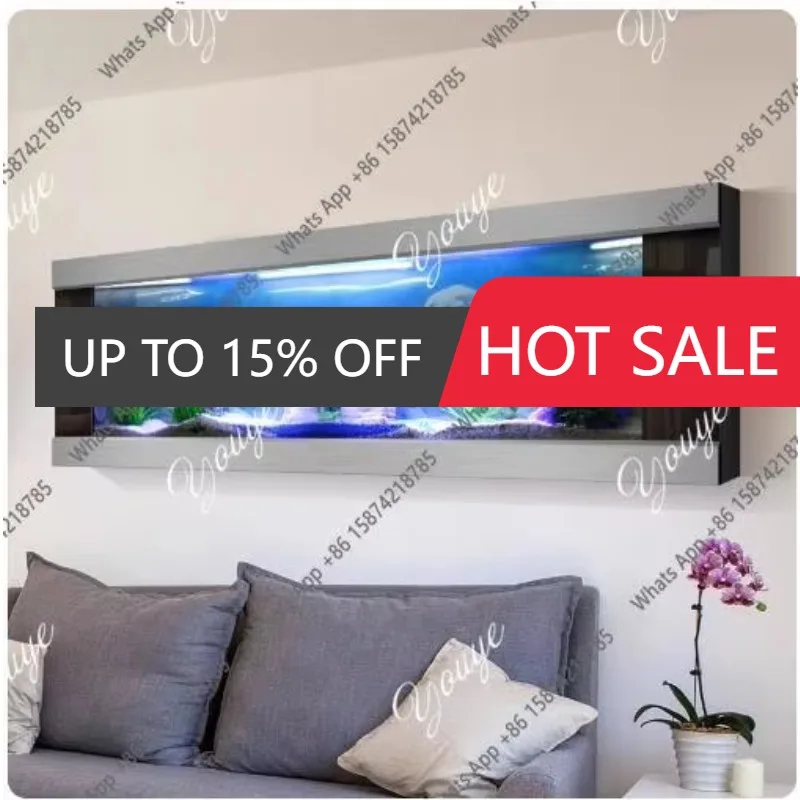 

66 Q Wall-mounted Aquarium Fish Tank Built-in Hidden Filter Led Light Color On Both Sides Can Be Customized 30-195L Fish Tank