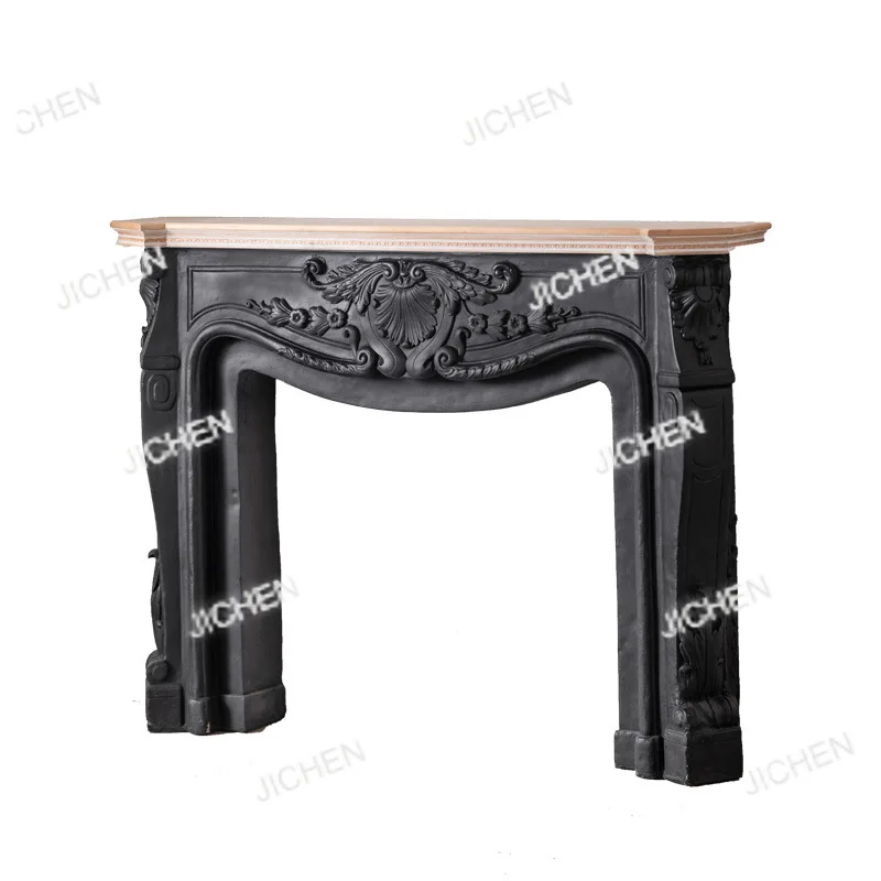 

American Nordic style carved retro white fireplace, antique decorative frame in the living room, French entry ultra-thin entranc