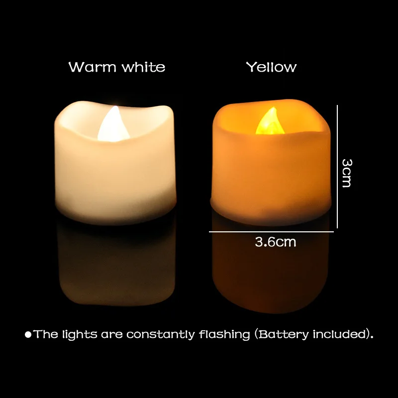 6pcs Flicker Candles Flameless LED Light Candles Light Tea Lamps Wedding Anniversary Home Garden Yard Bar Decoration Tealights