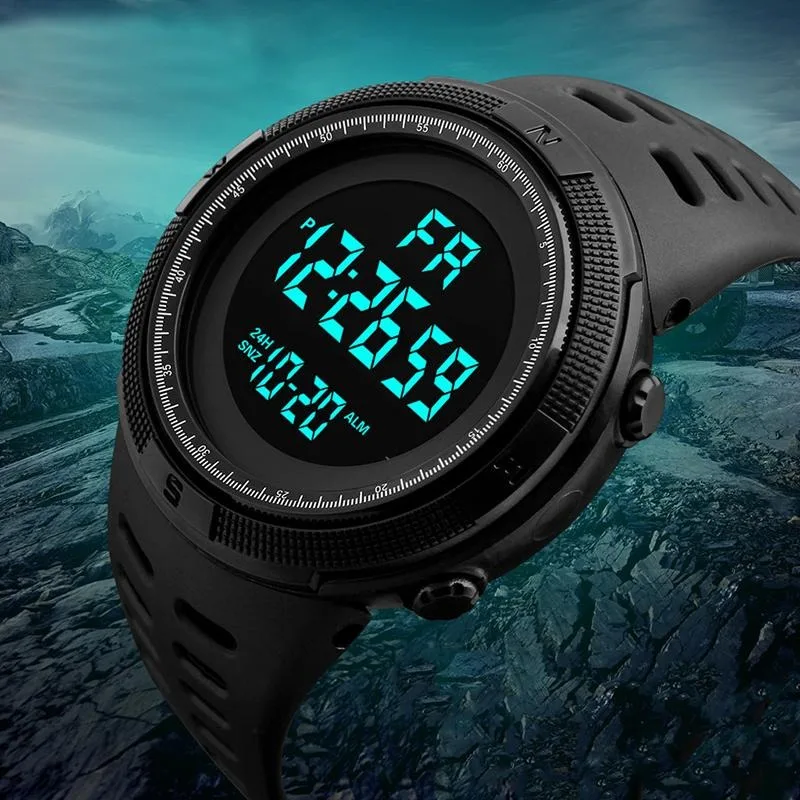 Men Fashion Multi-function Digital Sports Rubber Casual Outdoor Watch