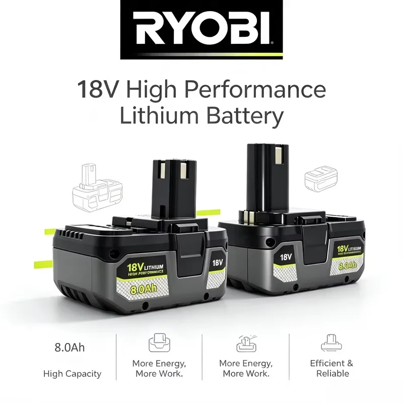 Powerful Lithium For RYOBI 18V Battery 6.0AH 8.0Ah P104 P105 P107 P108 P109 Low Self Discharge Compatible with 18V Tools