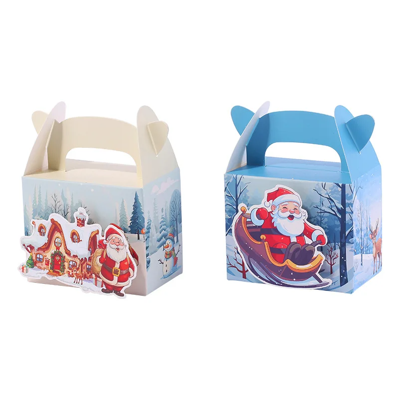 25/50Pcs Christmas Advent Treat Gift Candy Box Cookie Apple Paper Packaging Box for Xmas Noel Navidad Natal New Year Decoration