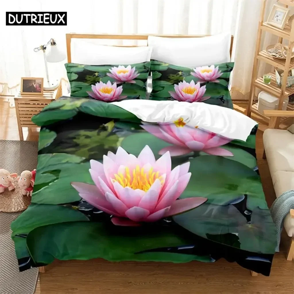 

Pink Lotus Queen Green Bedding Set Single Twin Double Queen King Cal King Size Bed Linen Set
