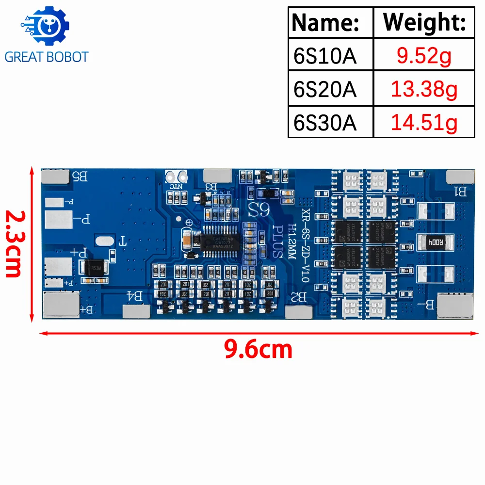 BS 6S BMS 10A 20A 30A 22.2V Li-ion Lithium 18650 Charge Protection Board With Balance And Temperature Control Protection
