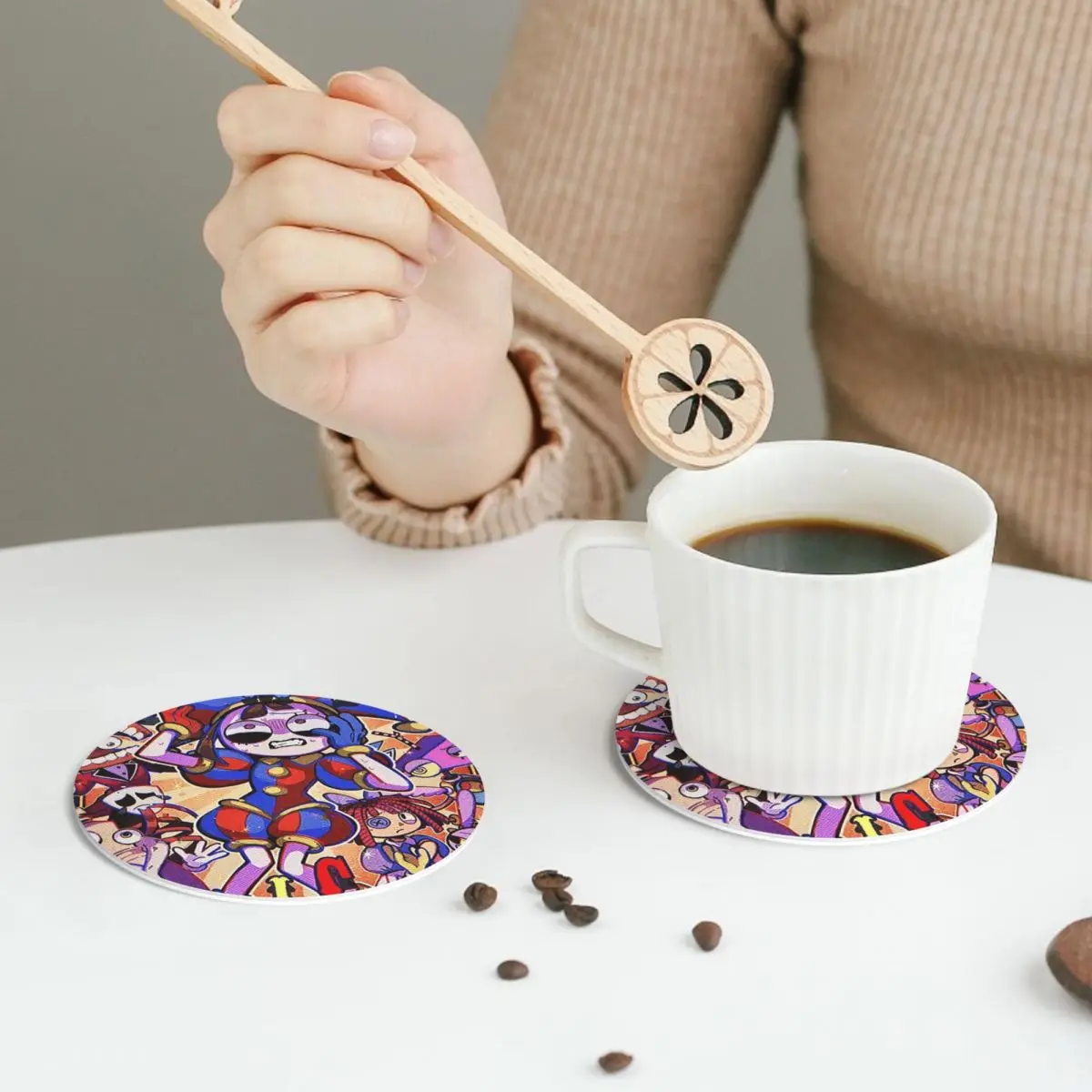 Cute Pomni - The Amazing Digital Circus Girls Y2k Basic Coasters Leather Placemats Insulation Coffee Mats For Pads Set of 4