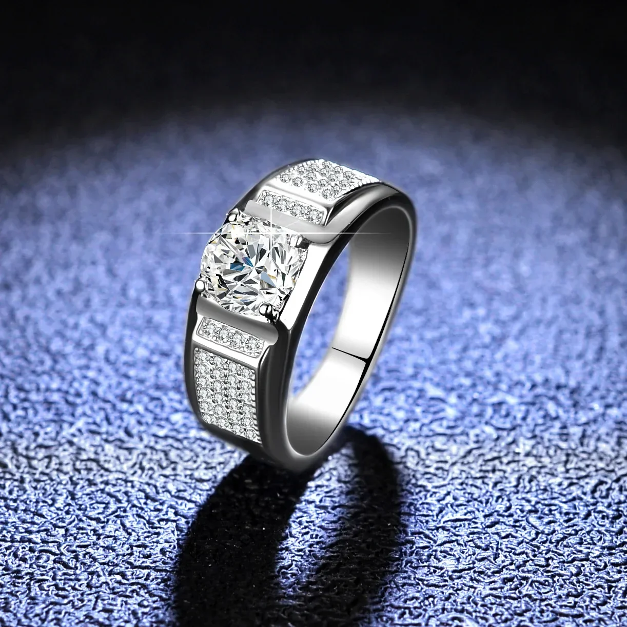 PT950 Platinum Moissanite Diamante Garnet Anéis para Homens Atmosfera Simples Chefe Anel Masculino Anel de Casamento