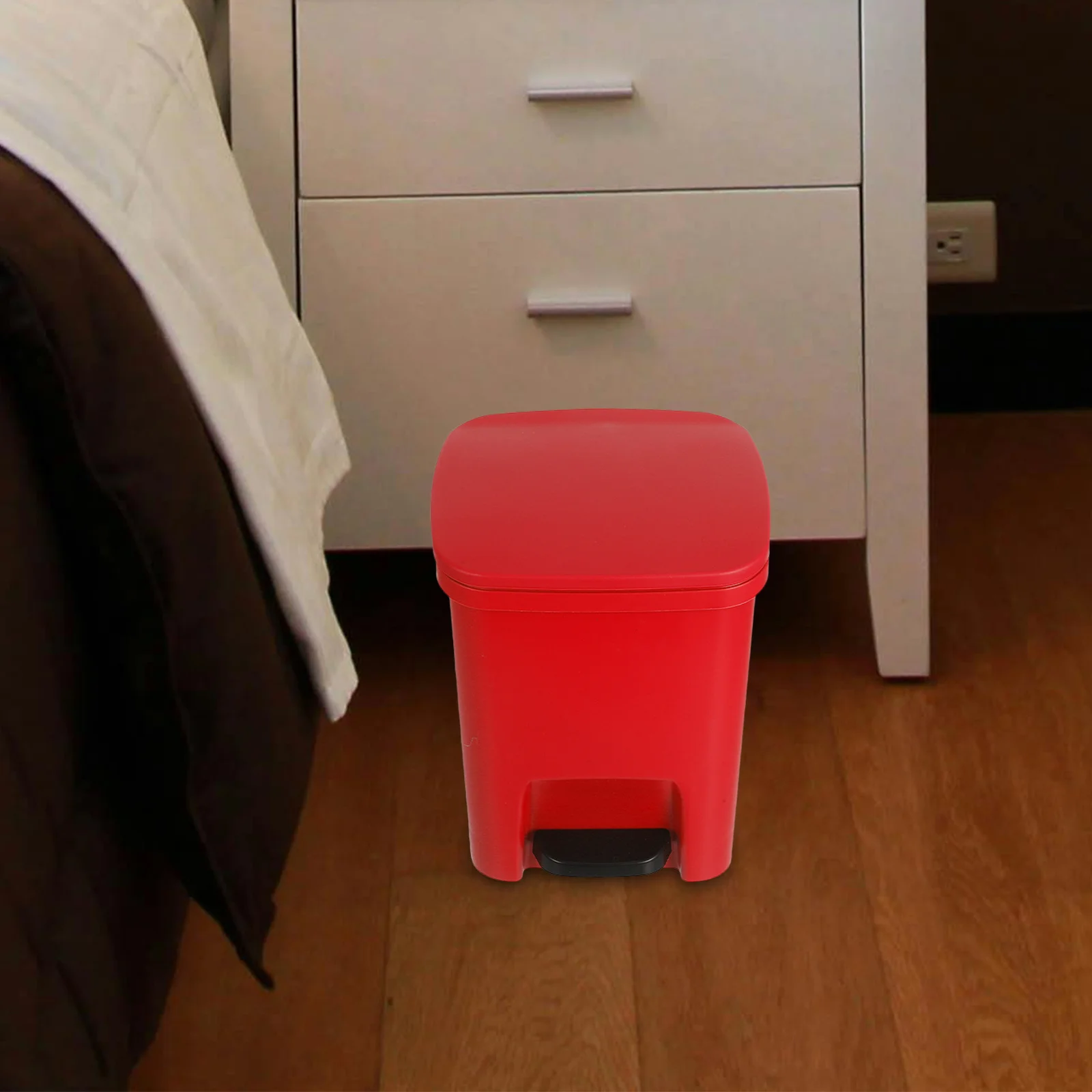 

10L Foot Pedal Trash Can Plastic Swing Lid Garbage Bin For Kitchen Bedroom Office Bathroom Living Room Modern Wastebasket Small