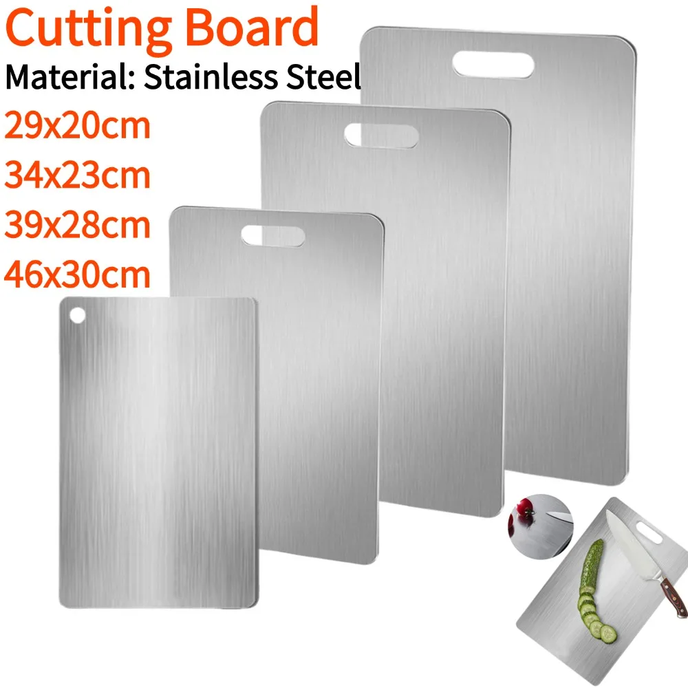 

Stainless Steel Panel Chopping Board Household Meat Fruit Vegetables Cutting Board Block Kitchen Baking Kneading Dough Board