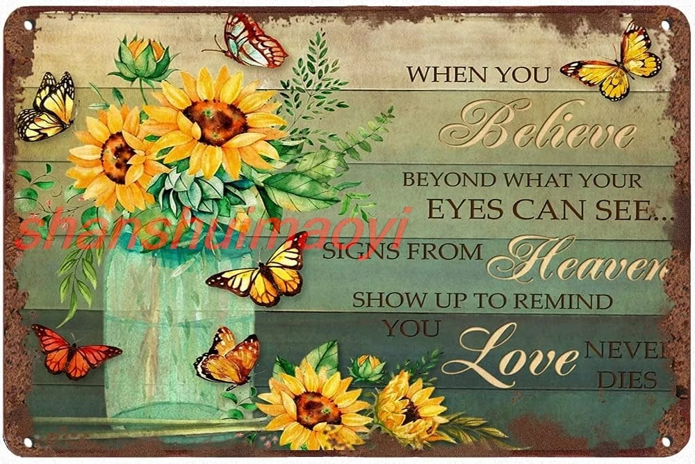 Retro Tin Sign Metal Tin Sign When You Belive Beyond What Your Eyes can See Kitchen Decor Summer Decor Funny Wall Decor for sign