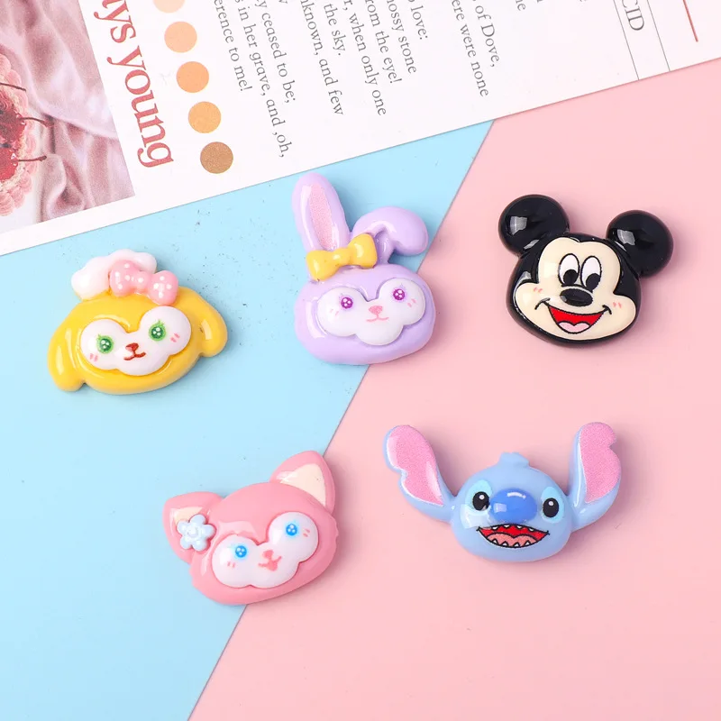 10 Pcs Cartoon Resin Cute Cartoon Rabbit ，Ear Monster Style Hairpin Pendant Scrapbook Craft Diy Miniature Ornament Accessories