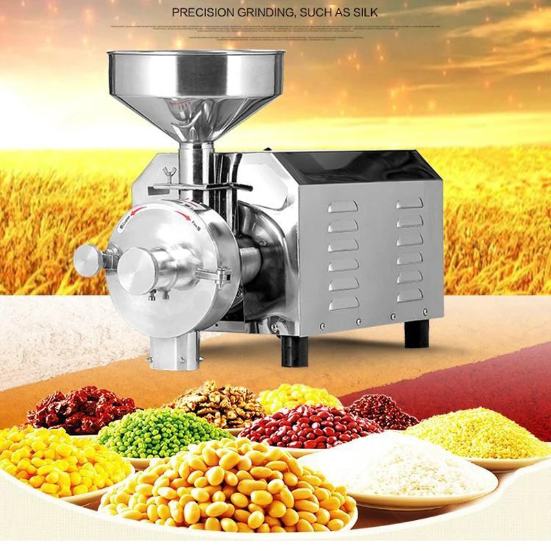 Electric Pulverizer Commercial Flour Mill Cereal Grain Grind Machine Bean Wheat Rice Sesame corn Mix Grinder Multifunction Mill