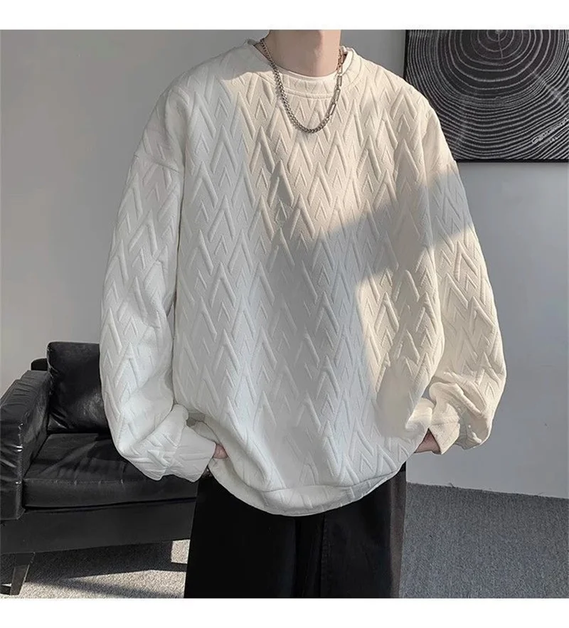 

Тяжелая роскошная мужская футболка с длинными рукавами, прочная и красивая уличная футболка с круглым вырезом и внутренним слоем, толстовка большого размера, куртка