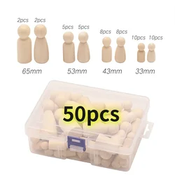 50 Pack Unfinished Wooden Peg Dolls, Peg People, Doll Bodies, Wooden Figures, Decorative Peg Doll People