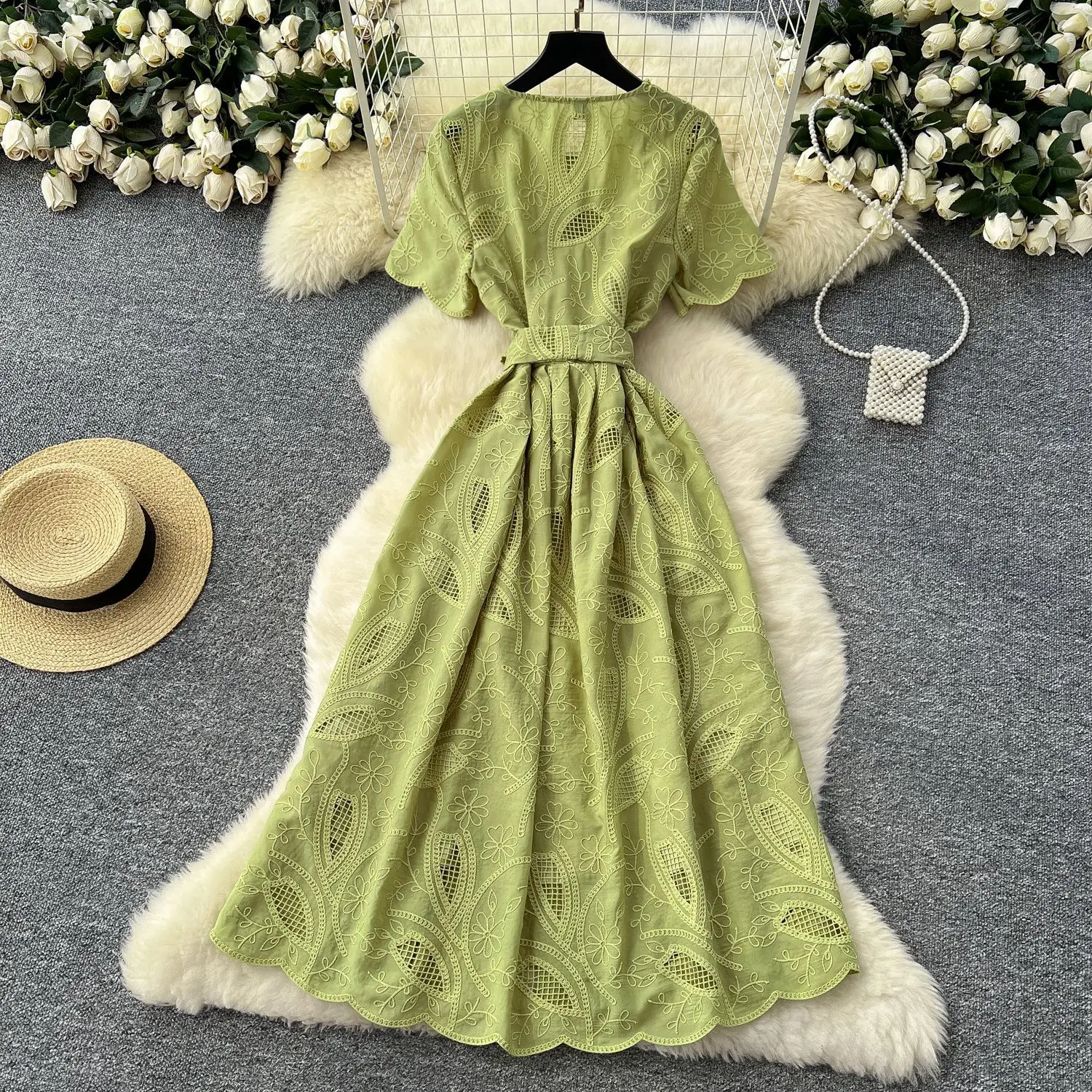 Dresses Women Vintage Long Dre - Embroidery H&M ulasan dan harga