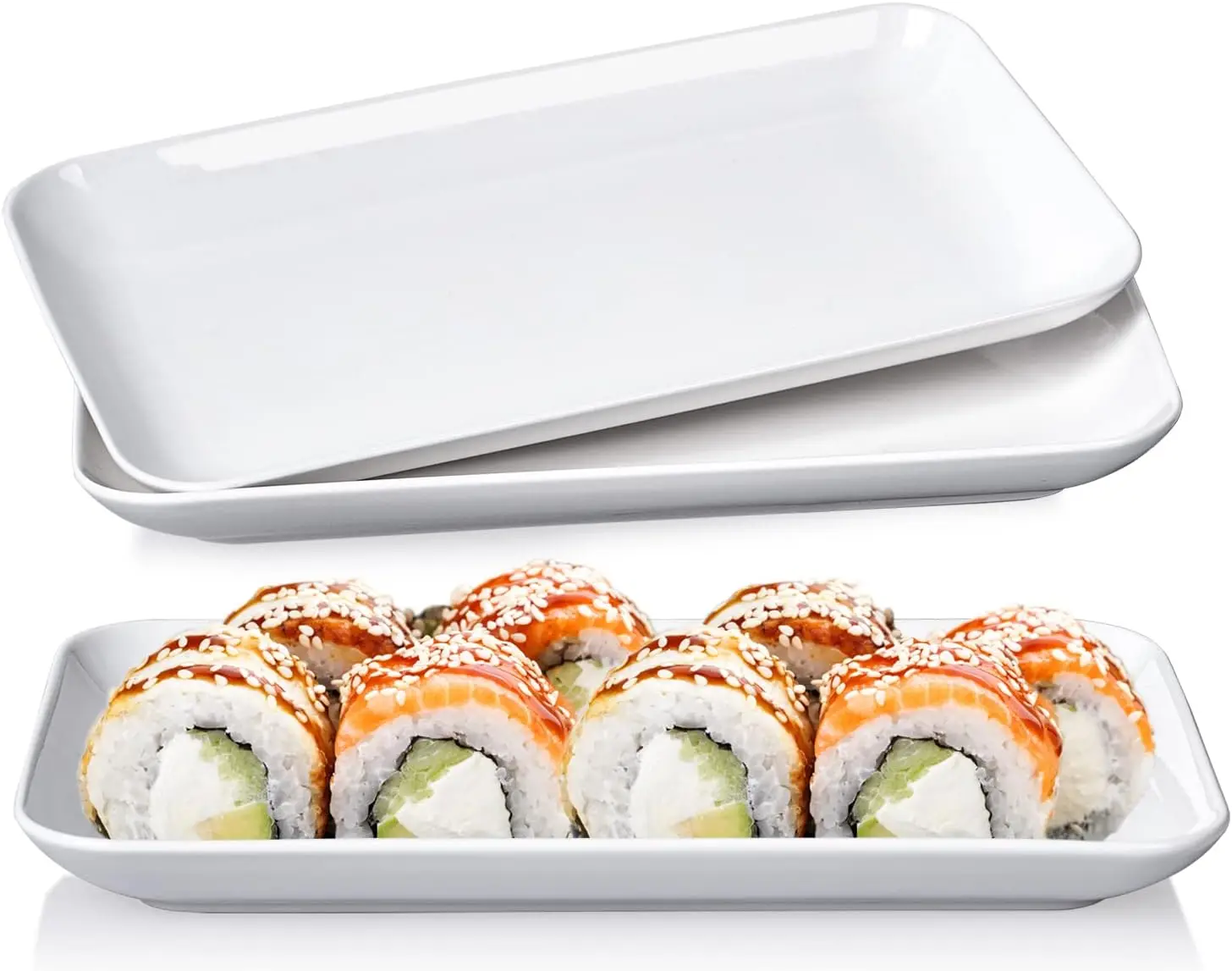 

8in White Rectangular Serving Plates-Large Serving Platter Set Salad Plates - Big Serving Trays for Parties Meat, Sushi, Dinner