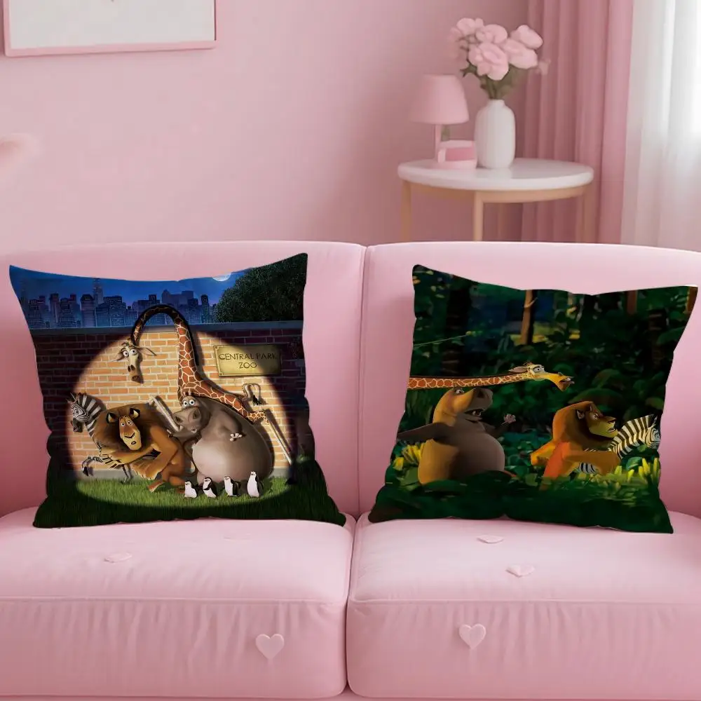 Classic Animated Movie Madagascar Cushion Cover Soft & Easy-Wash Pillow Case – Versatile for Couch, Bed, Travel and Office