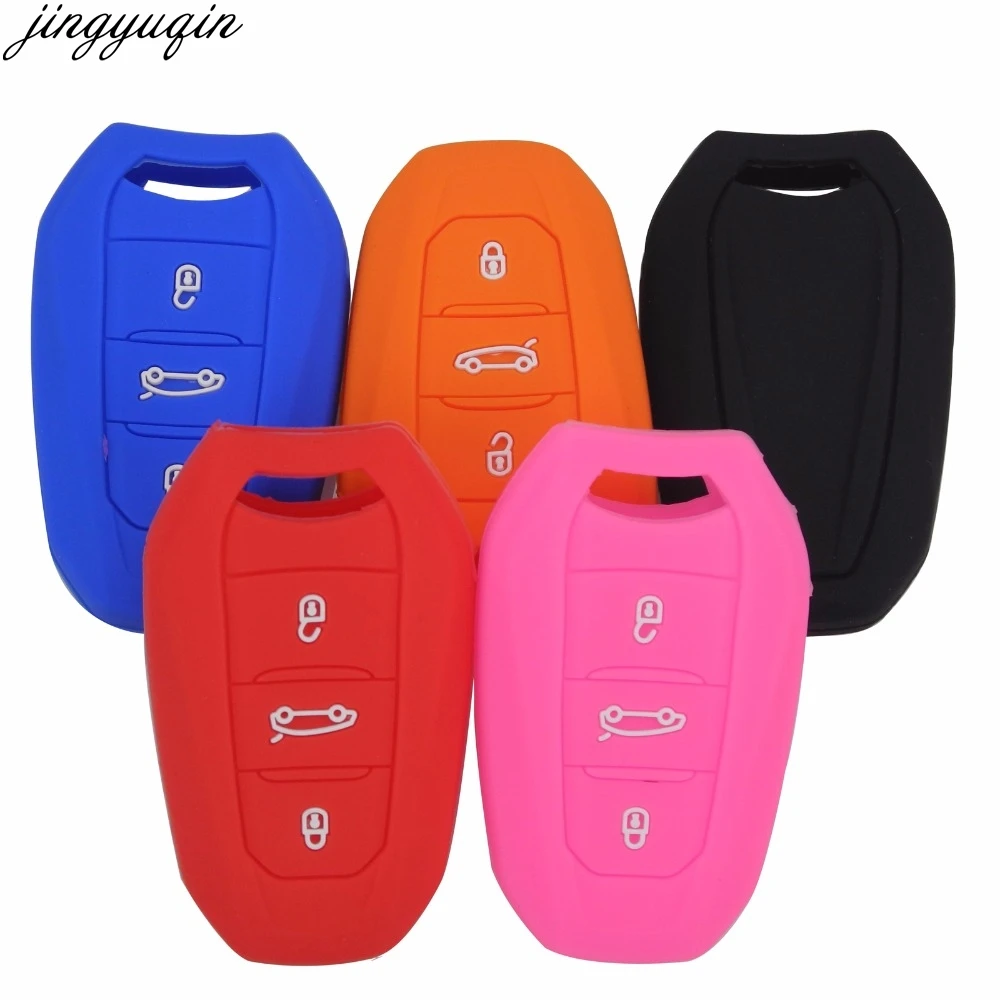 Jingyuqin 3 Button Smart Key Fob Silicone Cover Case For Peugeot 508 301 2008 3008 4008 407 408 Citroen C5 C6 C4L CACTUS C3XR DS